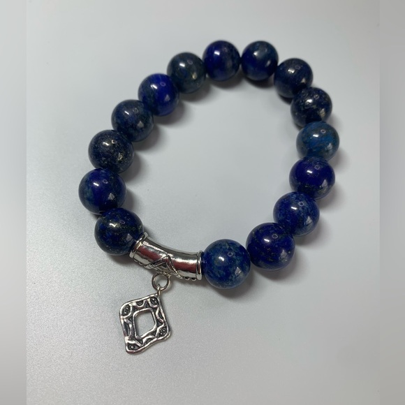 Silpada Vintage Sterling Silver & Lapis Lazuli CONFECTION Stretch Bracelet - Picture 3 of 13